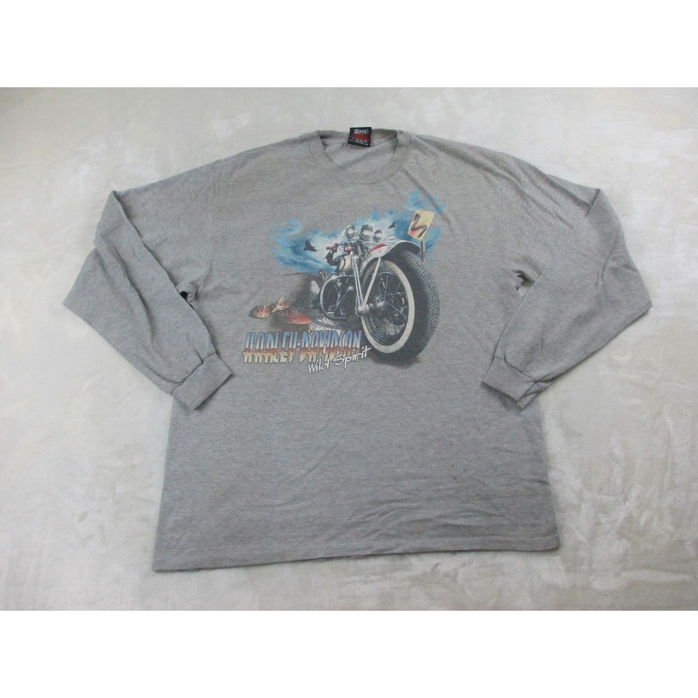 VINTAGE Harley Davidson Shirt Mens Extra‎ Large Gray Wild Spirit Woodstock 90s*